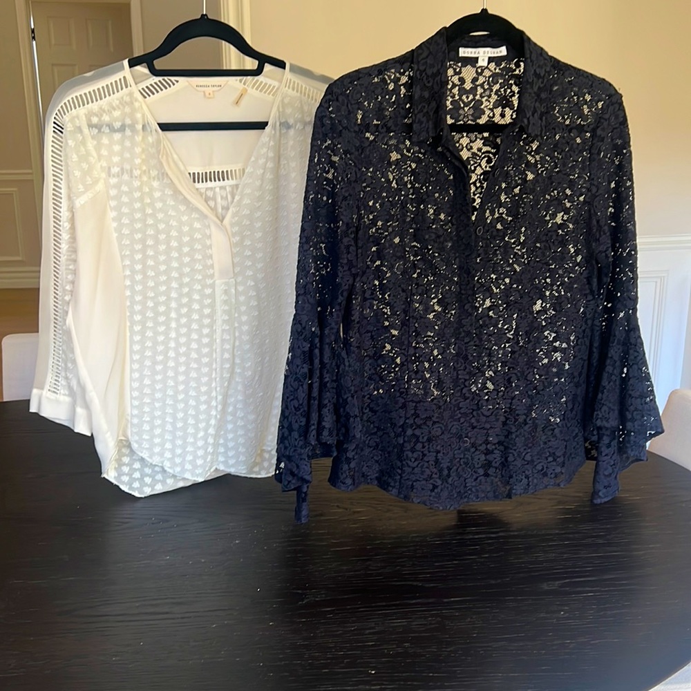 Two dress shirts one is Rebbca Taylor size 2 the other is Doona Degnan size 4
